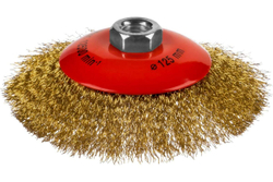 Щетка коническая для УШМ (латунированная проволока 0,3 мм, 125 мм) MIRAX 35143-125