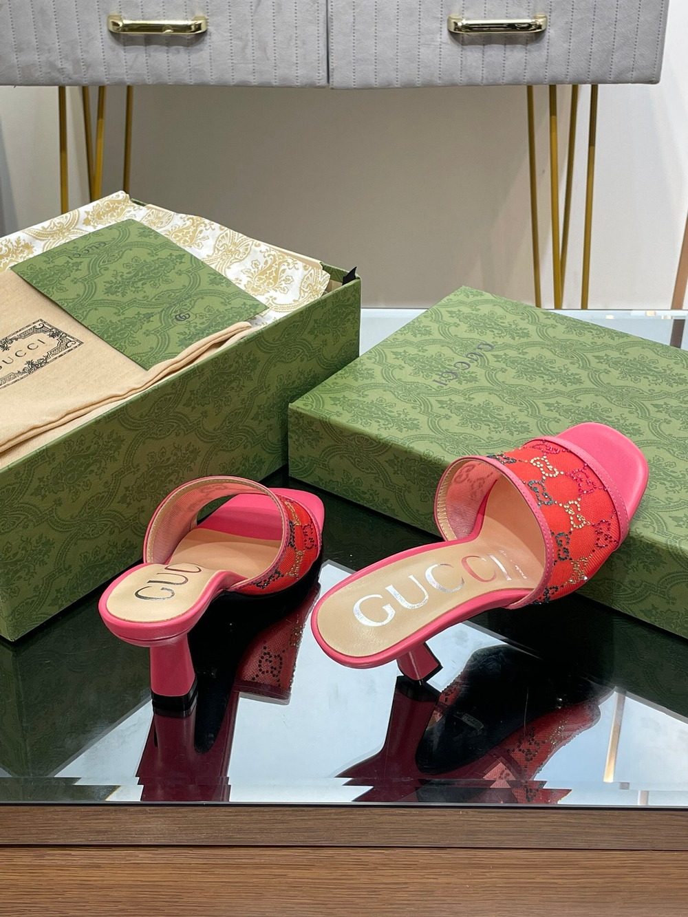Gucci GG Mid-Heel Slide Sandal 7.5 cm