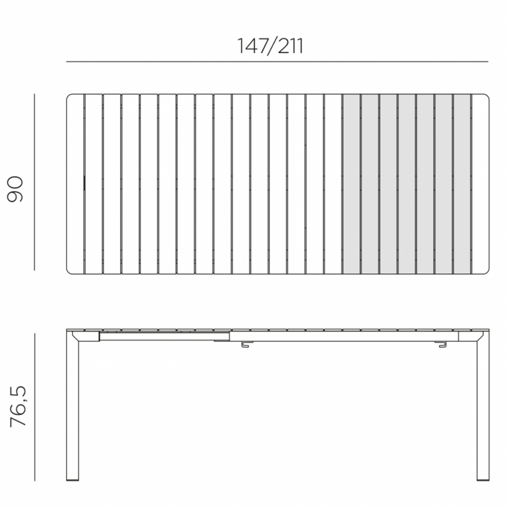 Стол пластиковый раздвижной Nardi Tevere 147, тортора