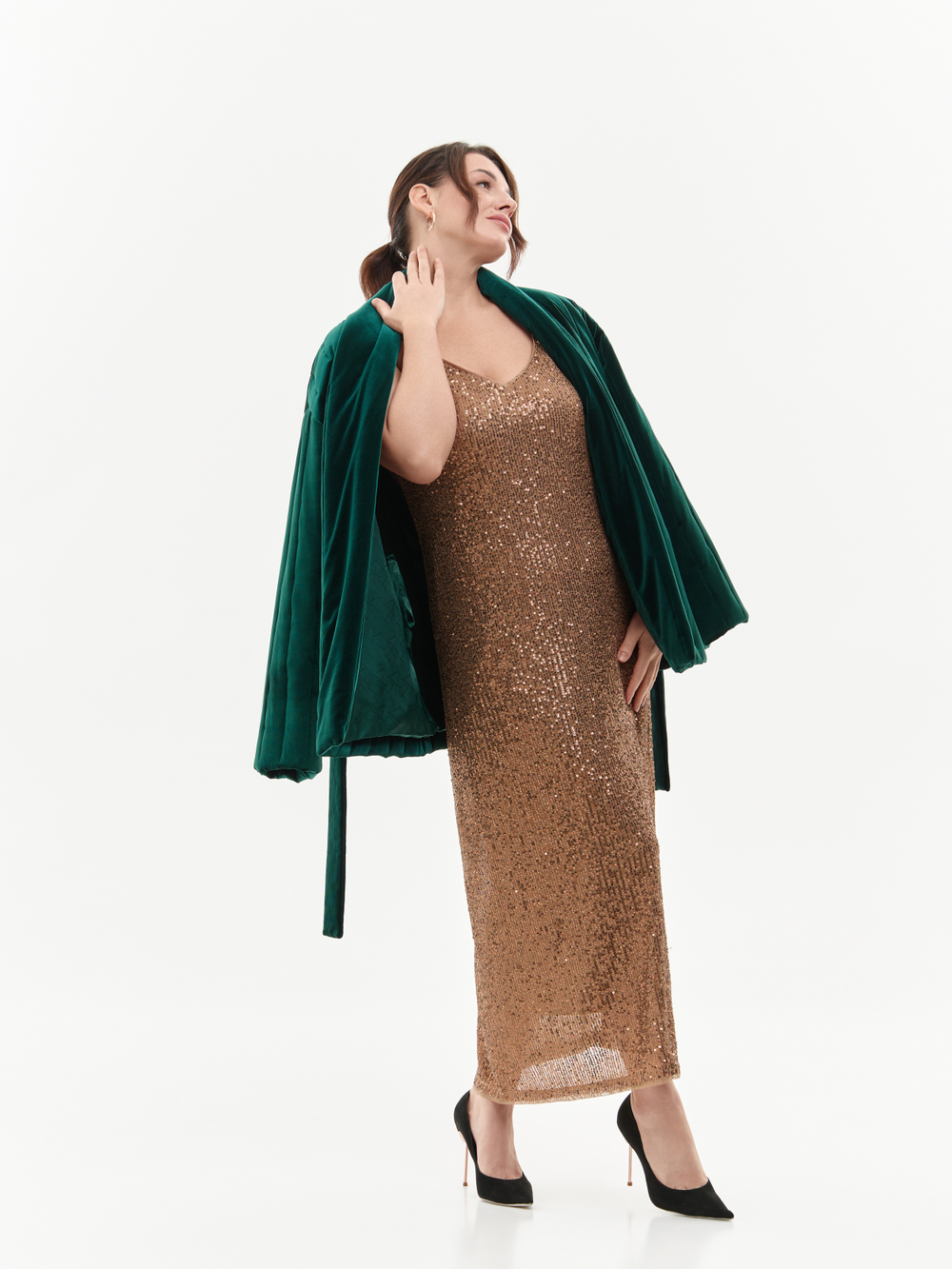 Утепленное кимоно (изумрудный)