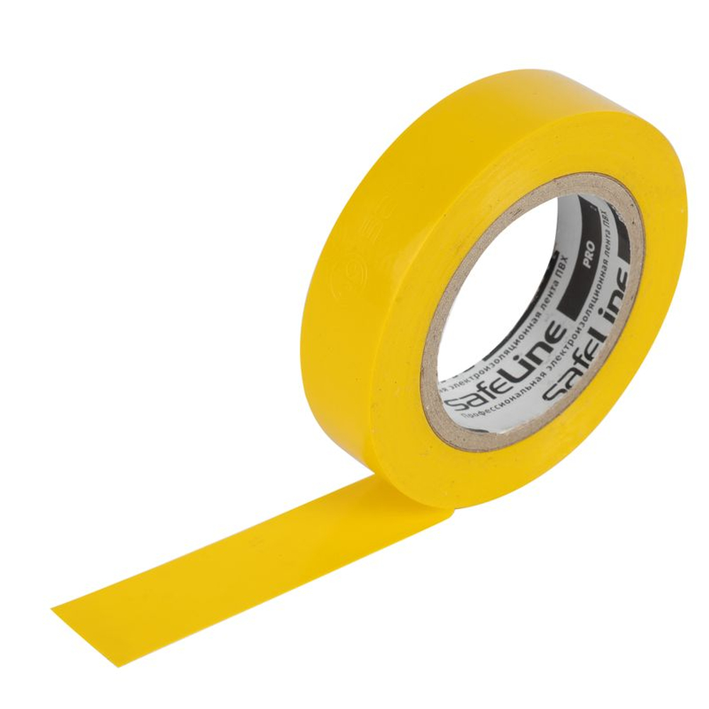 Изолента желтая 15 мм 10 м Safeline
