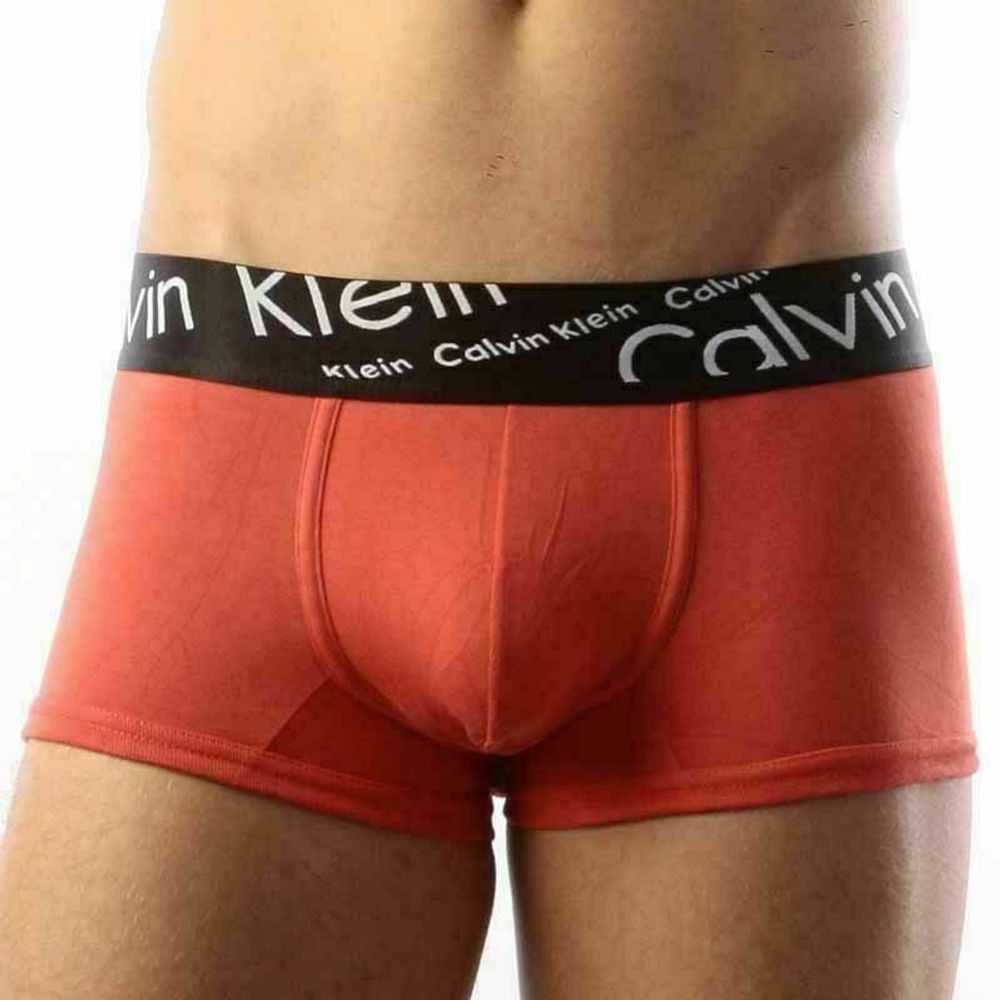 Мужские трусы боксеры красные с черной косой резинкой Calvin Klein Black Waistband Italics Boxer Red
