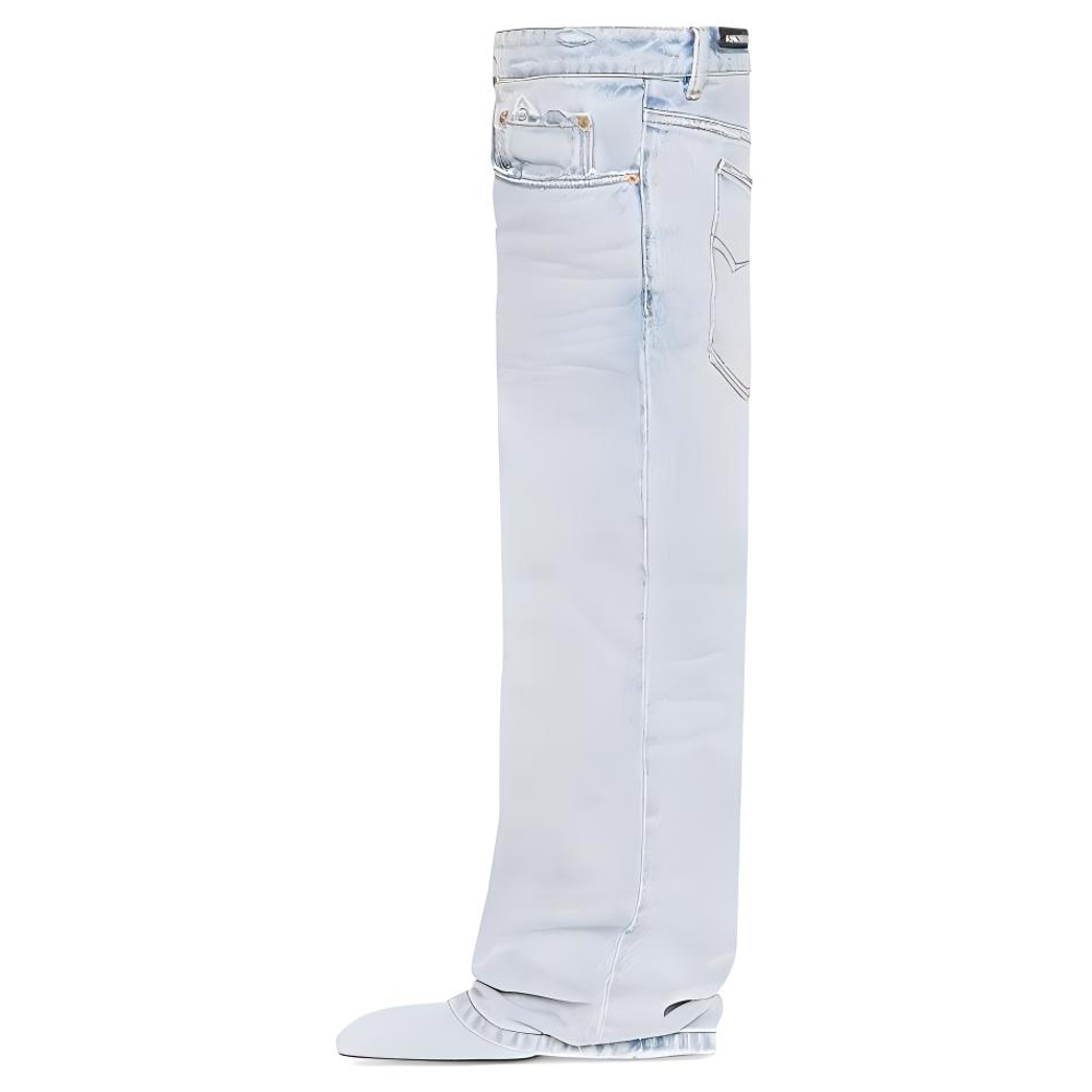 Balenciaga Falkon Cotton Fabric Knee high Boots Women"s Light Blue