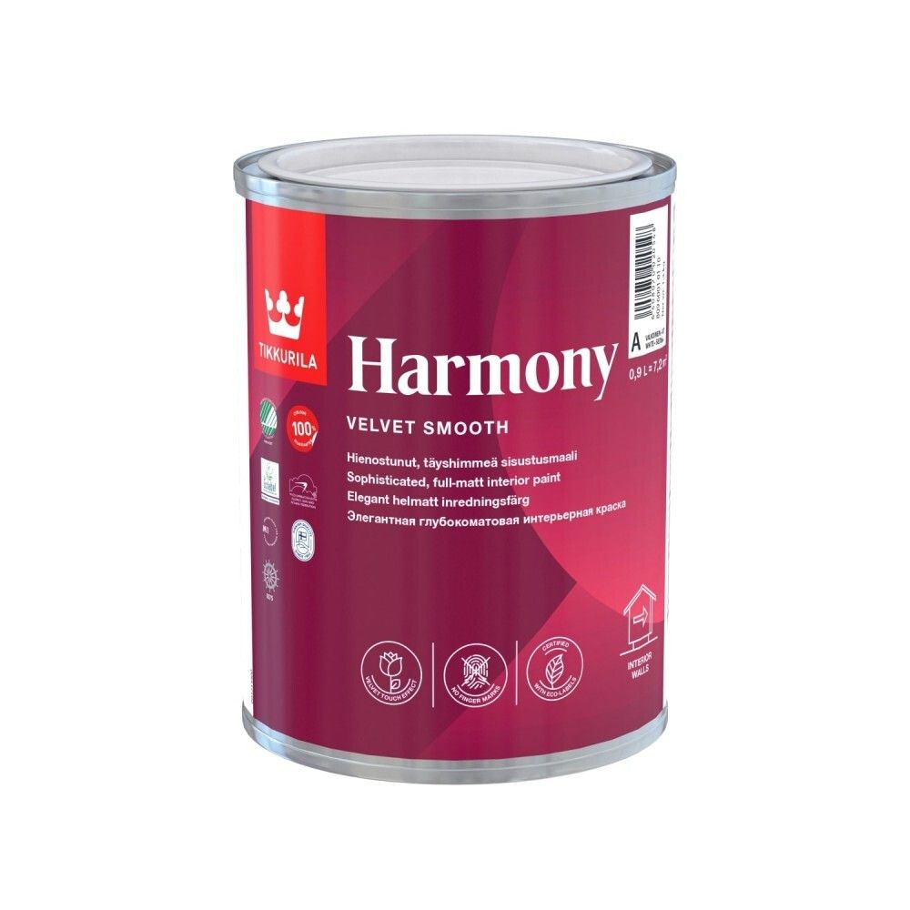 Tikkurila Harmony Краска интерьерная колеруемая База А, белый, 0,9 л