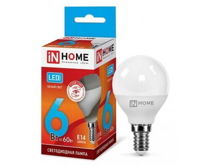 Лапочка ASD/inHome VC шар P45 E14 6W(540lm) 4000К 4K 83x45 (без пульсации) 0518, 1 шт.