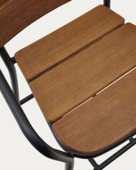 Полубарный стул Algueret из эвкалипта с натуральной отделкой и черного алюминия