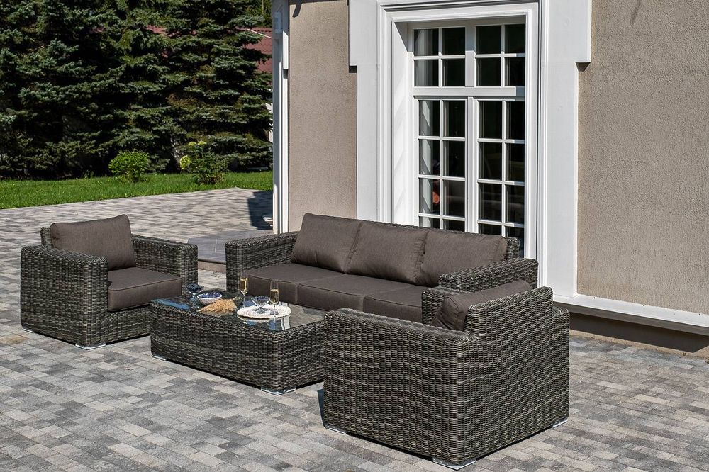 "Боно" лаунж-зона из искусственного ротанга, цвет графит