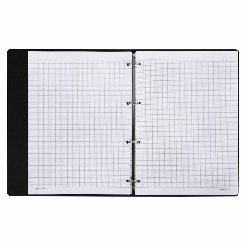 Тетрадь на кольцах БОЛЬШАЯ А4 (240х310 мм) 120 л. под кожу BRAUBERG VISTA Black (2 штуки в упаковке)