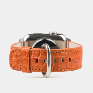 Ремешок для Apple Watch 40/41/42 mm из кожи аллигатора, оранжевого цвета