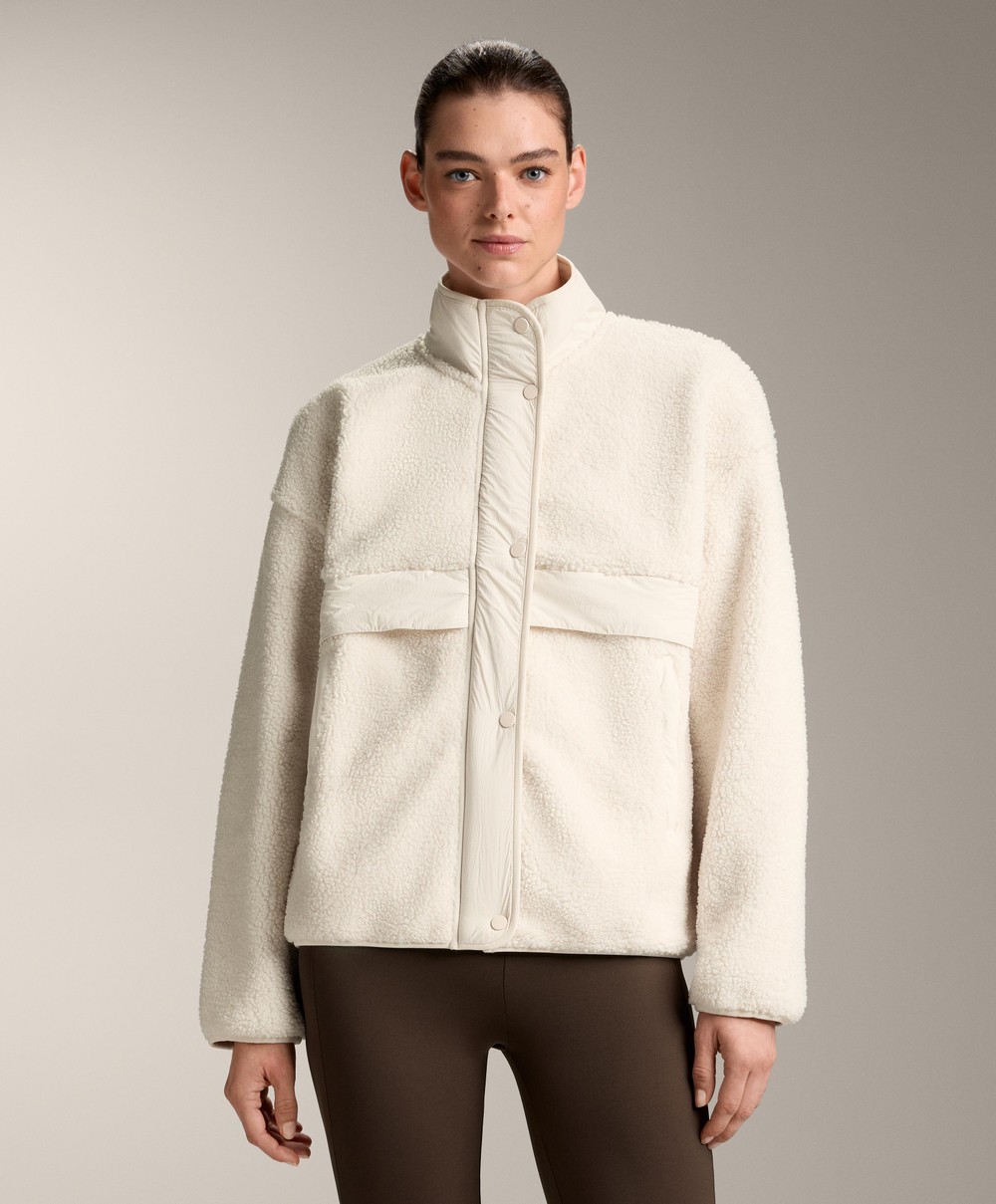 Oysho Легкая куртка-бомбер из искусственной овчины, экрю