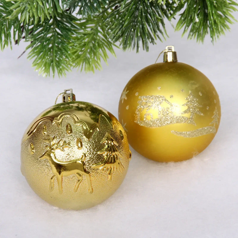 Набор ёлочных украшений «Wish» 6 см + 4 см (53 предмета), Золото