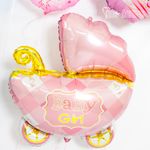 Шар (35"/89 см) Фигура, Коляска для девочки, Розовый