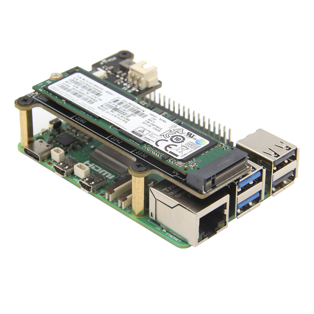Верхний переходной адаптер x1001 для Raspberry pi 5 c Pcie на M.2 Key-M NVMe SSD