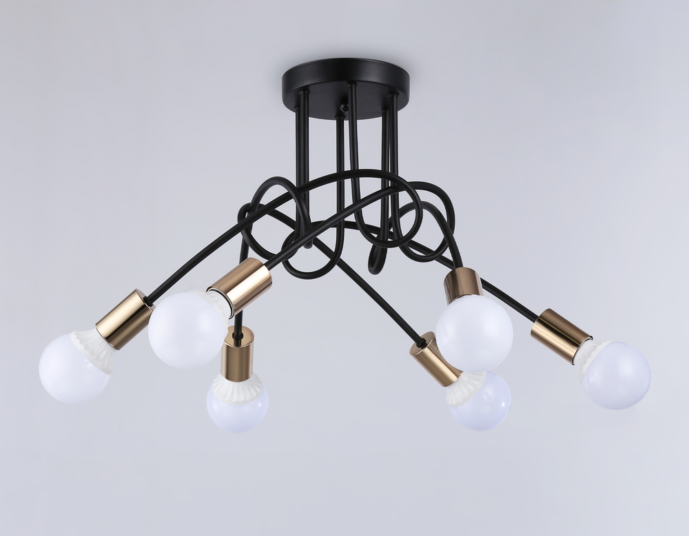 Потолочный светильник в стиле лофт TR80419/5 BK/GD черный/золото E27/5 max 60W D690*370