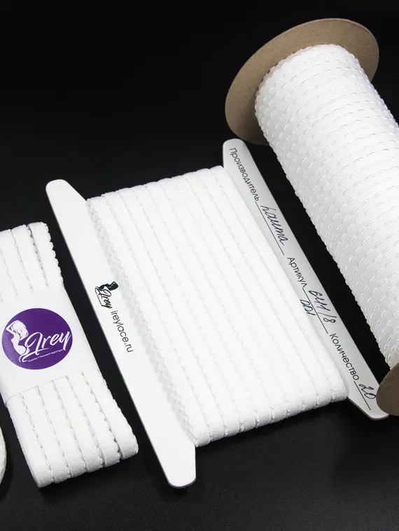 001 641/8 ОПТ Резинка отделочная Lauma Fabrics, 8 мм, белый 001