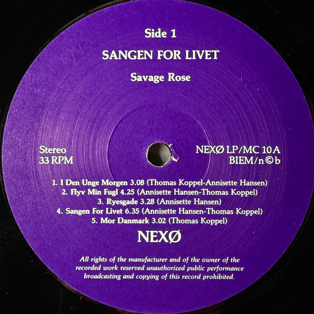 Savage Rose ‎– Sangen For Livet (Дания 1988г.)