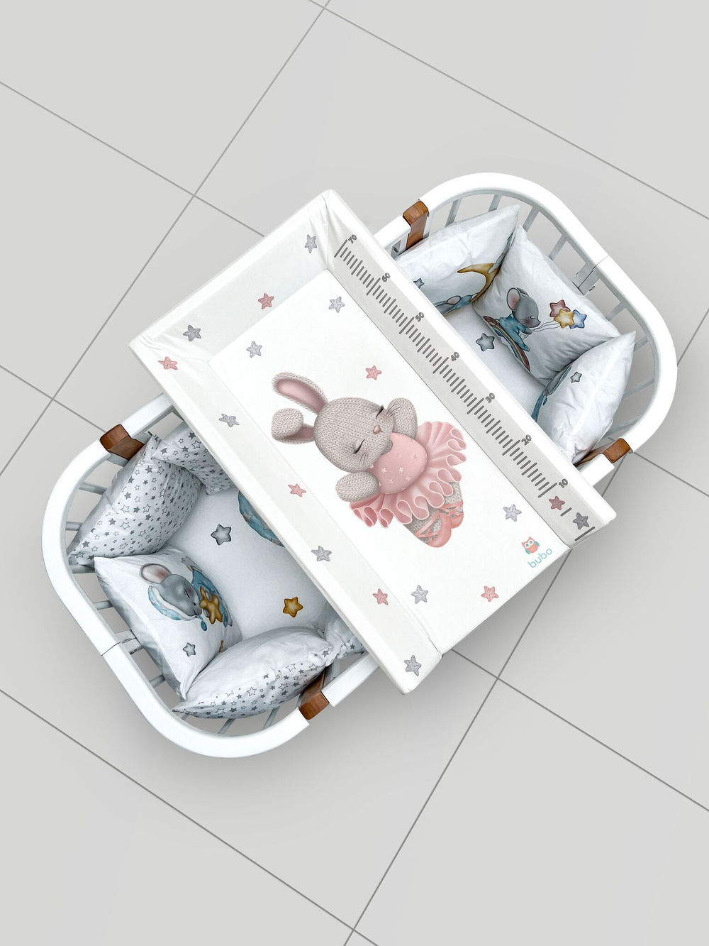 Доска для пеленания BUBO BABY "LUX PRO" 80х50 см с фиксаторами и ростомером