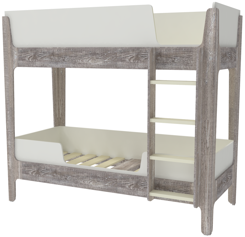 Кровать двухъярусная КарИВи Лотос Бетон Белый