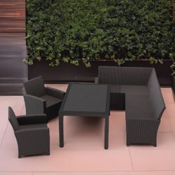 Комплект мебели под ротанг Калифорния “California“ с угловым диваном 240х136 см арт.80497 без подушек столом 165х95 см и 2 кресела