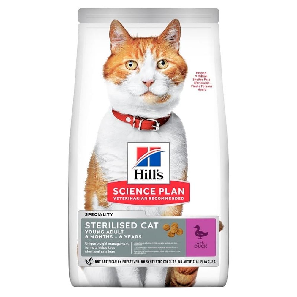 Сухой корм Hill's Science Plan Sterilised Cat для стерилизованных кошек и котят с уткой, Пакет 1,5 кг Сухой корм Hill's Science Plan Sterilised Cat для стерилизованных кошек и котят с уткой, Пакет 1,5 кг