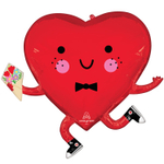 Шар Фольгированный Мистер Сердце с букетом (Красный)