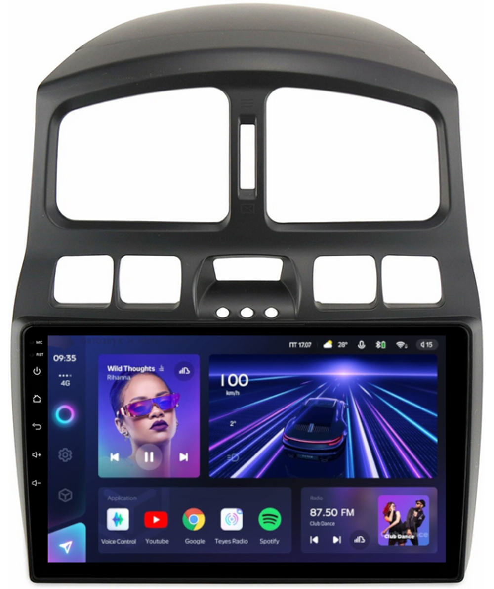Магнитола для Hyundai Santa Fe 2000-2013 - Teyes CC3 Android 10, ТОП процессор, 4/32 Гб, CarPlay, SIM-слот