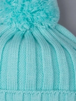 Шапка детская осенняя вязаная с помпоном