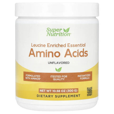 Super Nutrition, незаменимые аминокислоты с лейцином, без добавок, 300 г (10,58 унции)