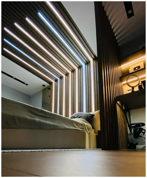 Потолочно-стеновые рейки с подсветкой из Сосны 40х15мм