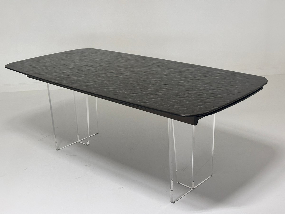 Стол М-City DISAUR Лауритц (Laurits) 200 Бронза (Golden), стекло Bubble, Прозрачный каркас