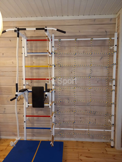 Монтаж шведской стенки Sv Sport с канатным лазом в бетонные, кирпичные стены