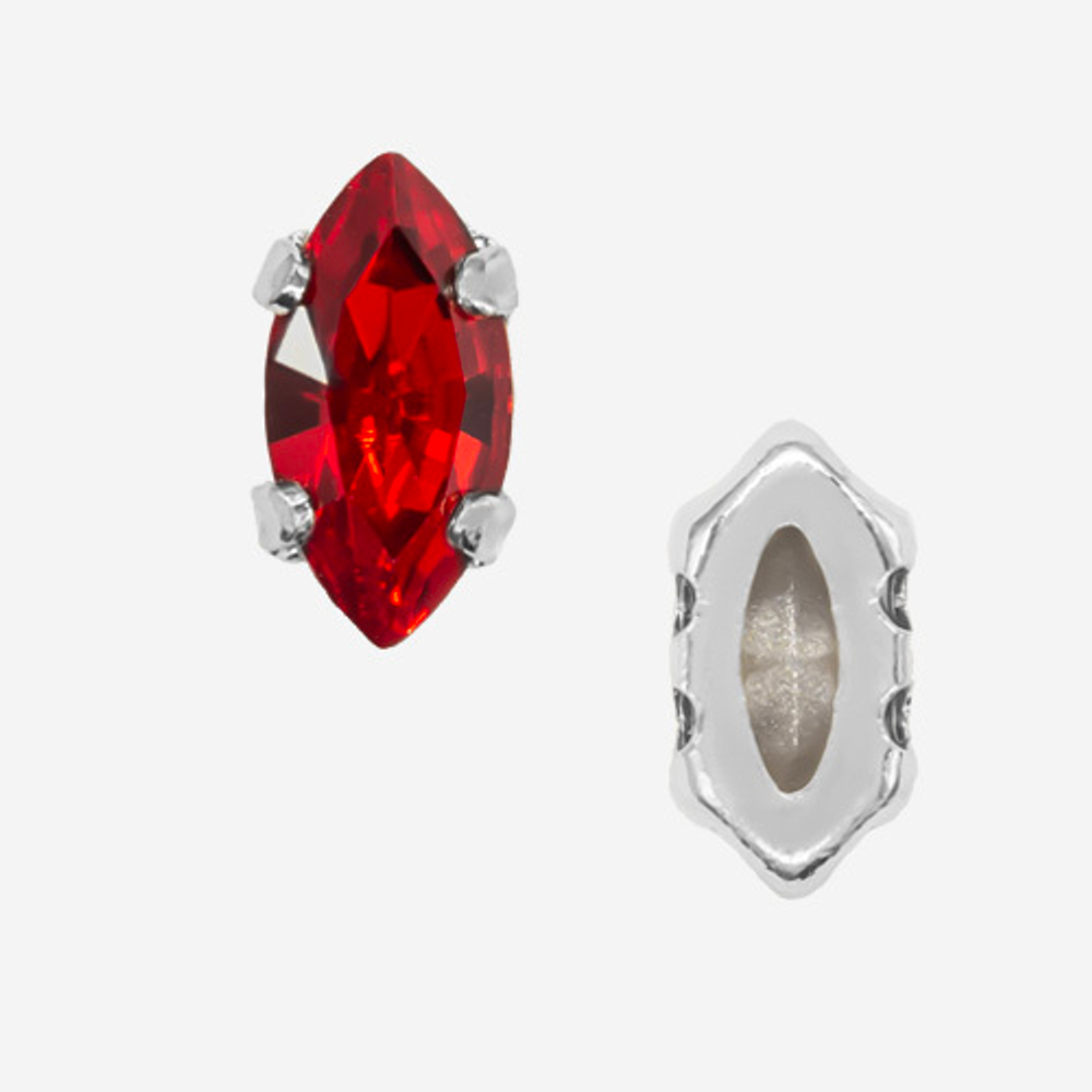 Кристалл Маркиз (Marquise Fancy Stone) в цапах, оттенок "Light Siam", 8*4мм, родирование