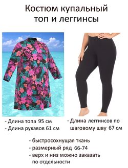 Купальный костюм 17260-17258 розовые цветы на черном