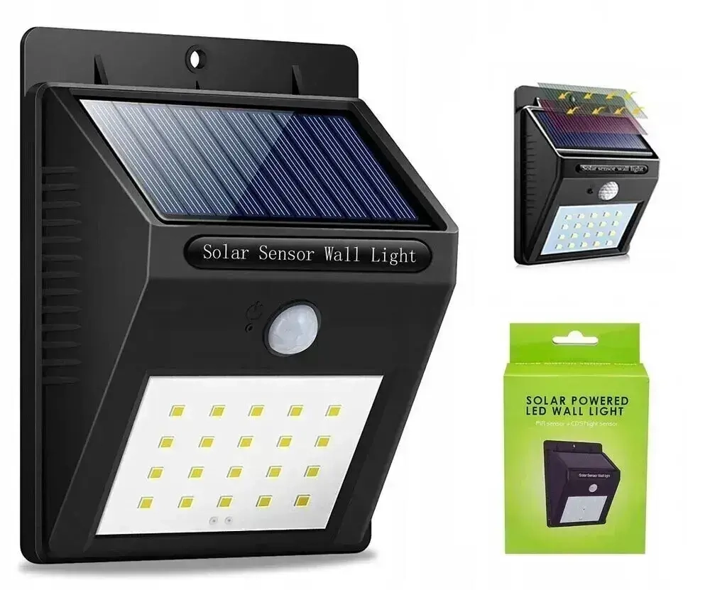 20 SMD LED Уличный светодиодный фонарь на солнечной батареи, мощный аккумуляторный светильник с датчиком движения, водонепроницаемый прожектор освещения на стену дома