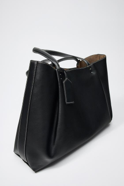 ZARA БОЛЬШАЯ СУМКА-ТОУТ, ЧЕРНЫЙ