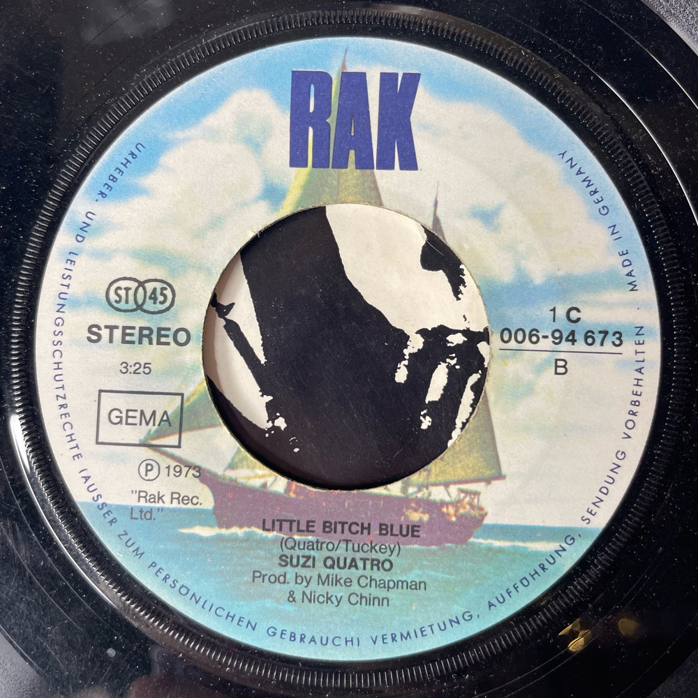 Винтажная виниловая пластинка 7 дюймов (маленькая пластинка) Suzi Quatro 48 Crash (Германия 1973)