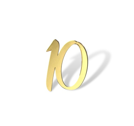 Топпер на торец "10"5 см, акрил золото 2мм