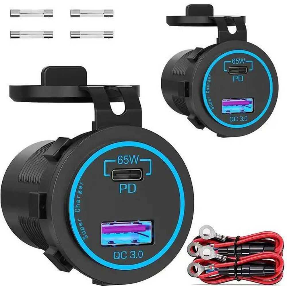 Розетка USB QC 3.0, PD3 65Вт с выключателем Розетка USB QC 3.0, PD3 65Вт с выключателем