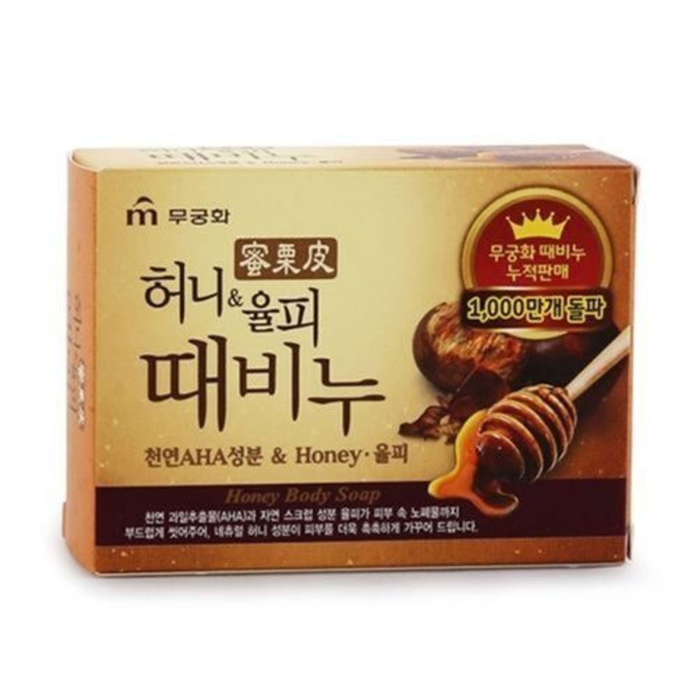 Mukunghwa Мыло-скраб для тела с медом и каштаном - Honey&amp;chestnut shell exfoliating body soap, 100г