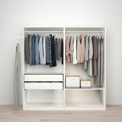 Распашной шкаф PAX TYSSEDAL IKEA четырехсекционный (с зеркалом) (белый)  220*50*260