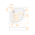 Душевой поддон полукруглый RGW SMC/R W Белый (800x800)