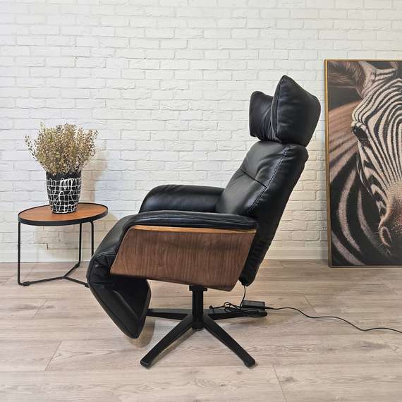 Кресло с электро-реклайнером STG-4432, черная кожа