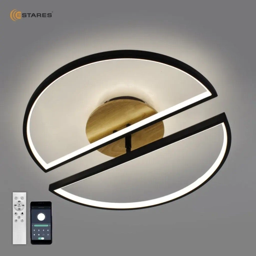 Управляемая светодиодная люстра  WOODY LOFT 75W 3R-APP-500x135-BLACK/WOOD-220-IP20