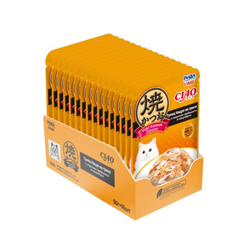 INABA Влажный корм д/кошек Yaki Katsuo Dinner Тунец Кацуо на гриле с морс. гребешками и кацуобуси пауч 50г