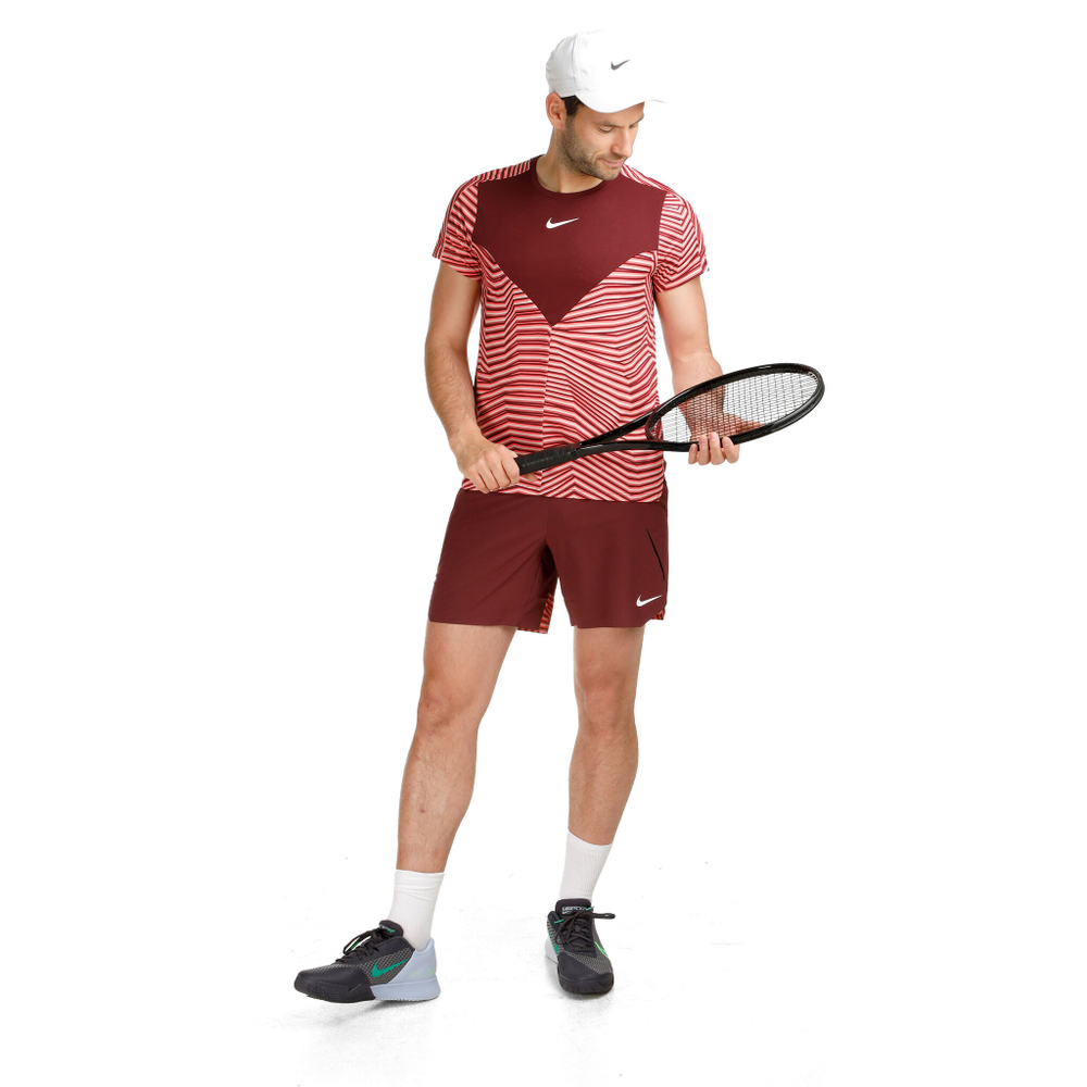 Мужское теннисное поло Nike Dri-Fit Court Slam RG T-Shirt Men - Dark Red, Antique Pink