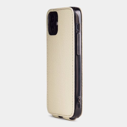 Чехол для iPhone 12 Mini из натуральной кожи теленка, молочного цвета