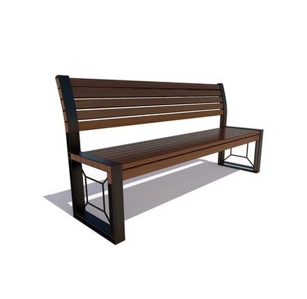 Скамейка стальная "Бавария" лиственница 0,6м, без подлокотников, палисандр