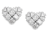 Серьги "Сердце" 14мм, с прозрачными кристаллами