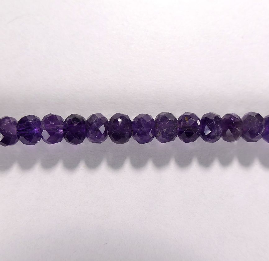 Бусина из аметиста, фигурная, 5x7 мм (рондель, граненая)