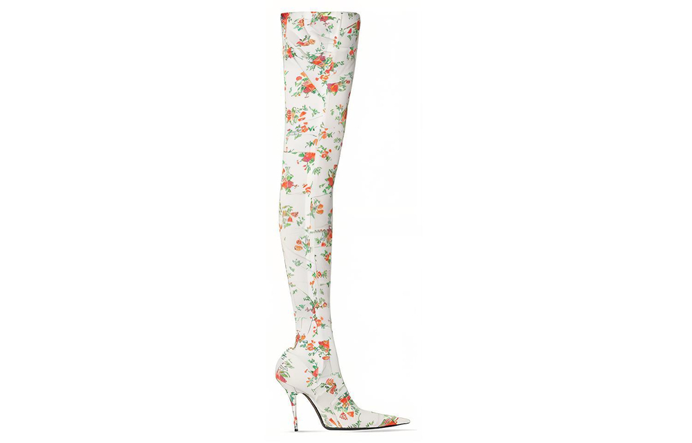 Balenciaga Knee High Boots 11cm Women"s Floral White